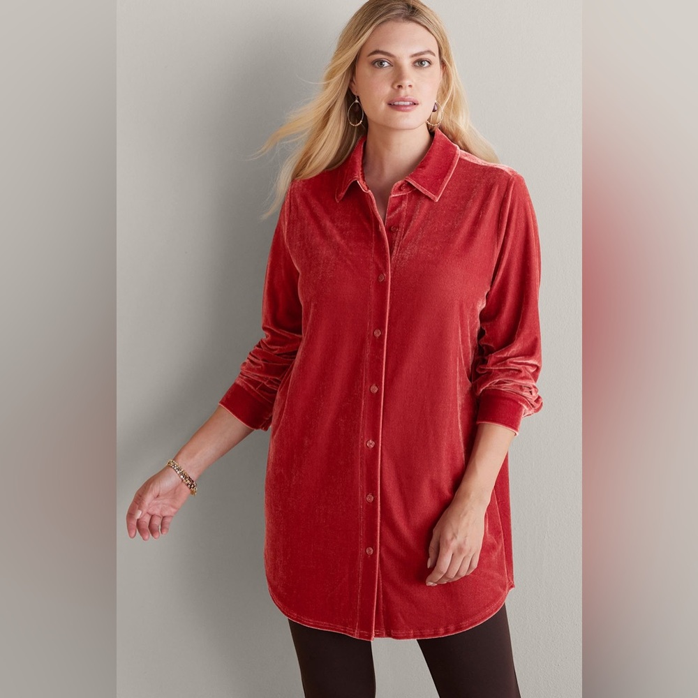 Soft Surroundings Velvet Button-Down Tunic